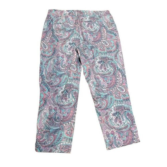 Talbots Perfect Crop in Polished Paisley Lavendar, Coral, Teal, Black Size 8P - Picture 4 of 9